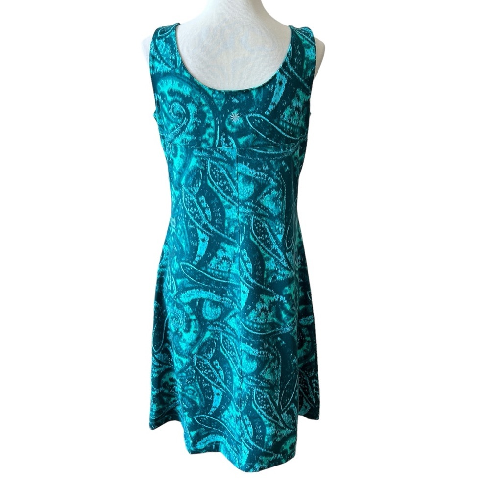 ATHLETA GARDEN ISLE ATHLETIC DRESS PAISLEY ROUND NECK SHELF BRA SLEEVELESS M
